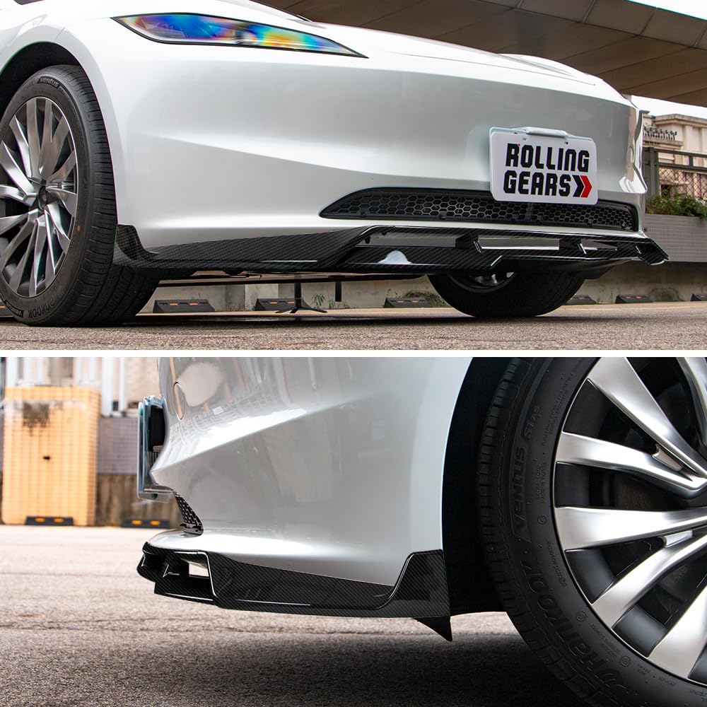 Front Lip Spoiler Compatible with 2024-2026 Tesla Model 3 Highland Front Lip (MK Type), Carbon Fiber Hydro-Dipping