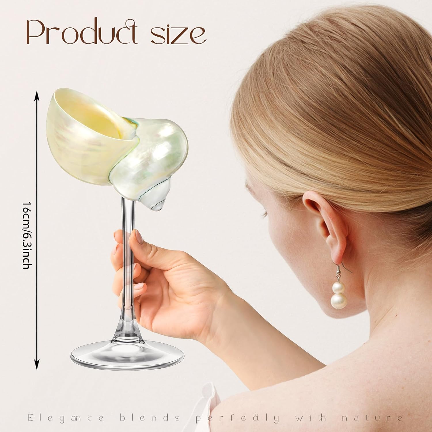 Conch Shell Wine Glasses Wedding Wine Cup Martini Goblet Cocktail Drinkware Drinking Stemware for Valentine Birthday Wedding Bridesmaids Anniversary Party(White Conch,Clear Base,1 Pcs)