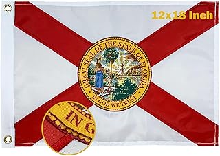 TOPFLAGS Florida Flag 12x18 Inch Embroidery Stitching FL State Banner Heavy Duty with 2 Brass Grommets 4 Stitching Rows for Outdoor or Indoor Vivid Color