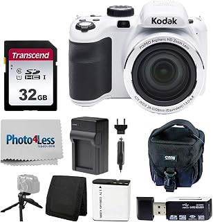 PHOTO4LESS Kodak PIXPRO AZ421 Digital Camera (White) + Point & Shoot Camera Case + Transcend 32GB SD Memory Card + Extra Battery + USB Card Reader + Table Tripod + Accessories