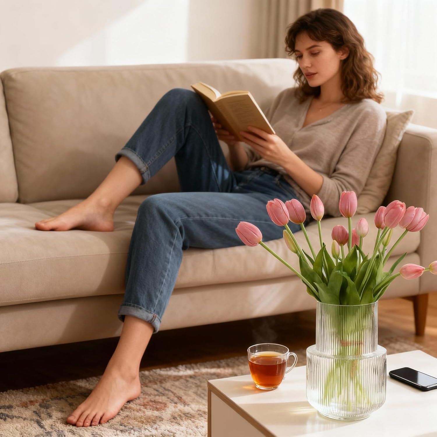 15Pcs Fake Tulips Artificial Flowers Real Touch Latex Bouquet Faux Tulips for Centerpiece Arrangements Wedding Party Home Décor (Deep Pink) - Image 7