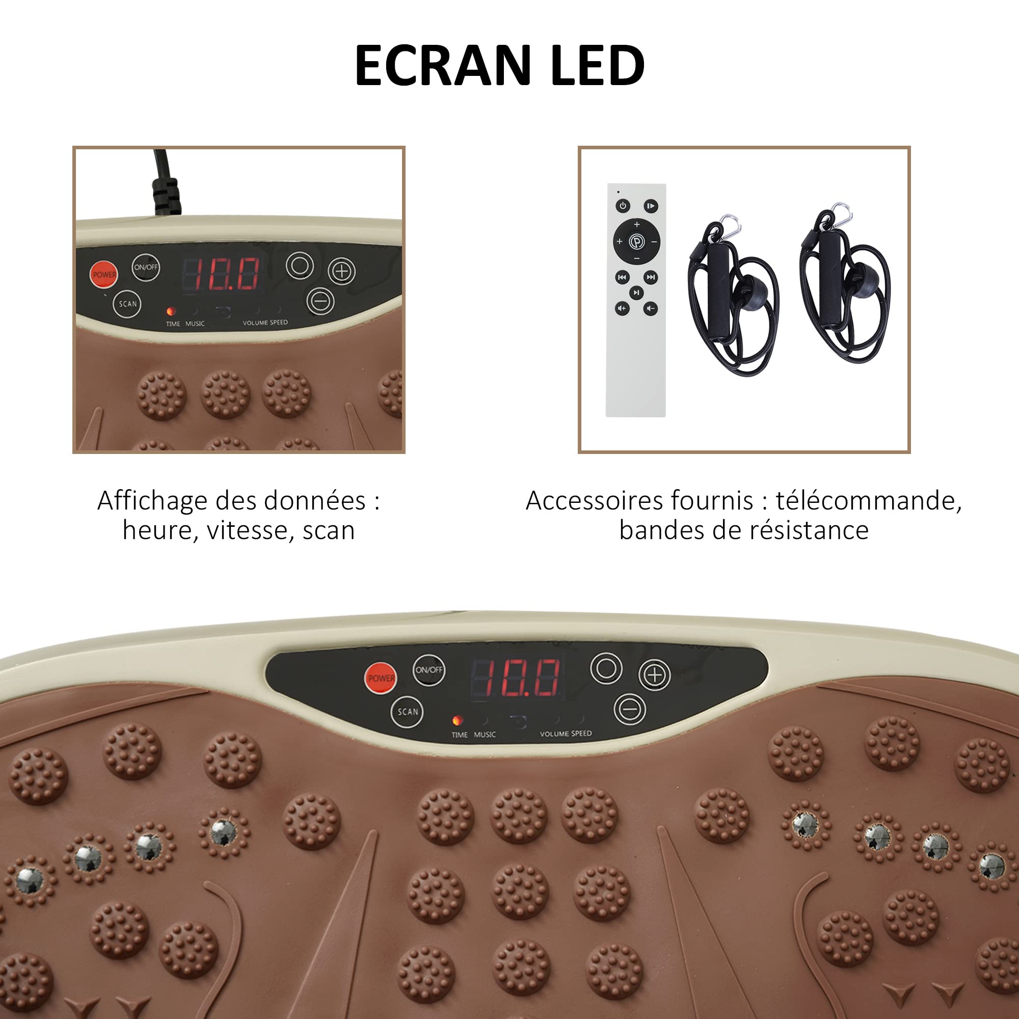 Plateforme Vibrante 200W - 99 Vitesses + Télécommande + Bandes Résistance - Fitness Maison