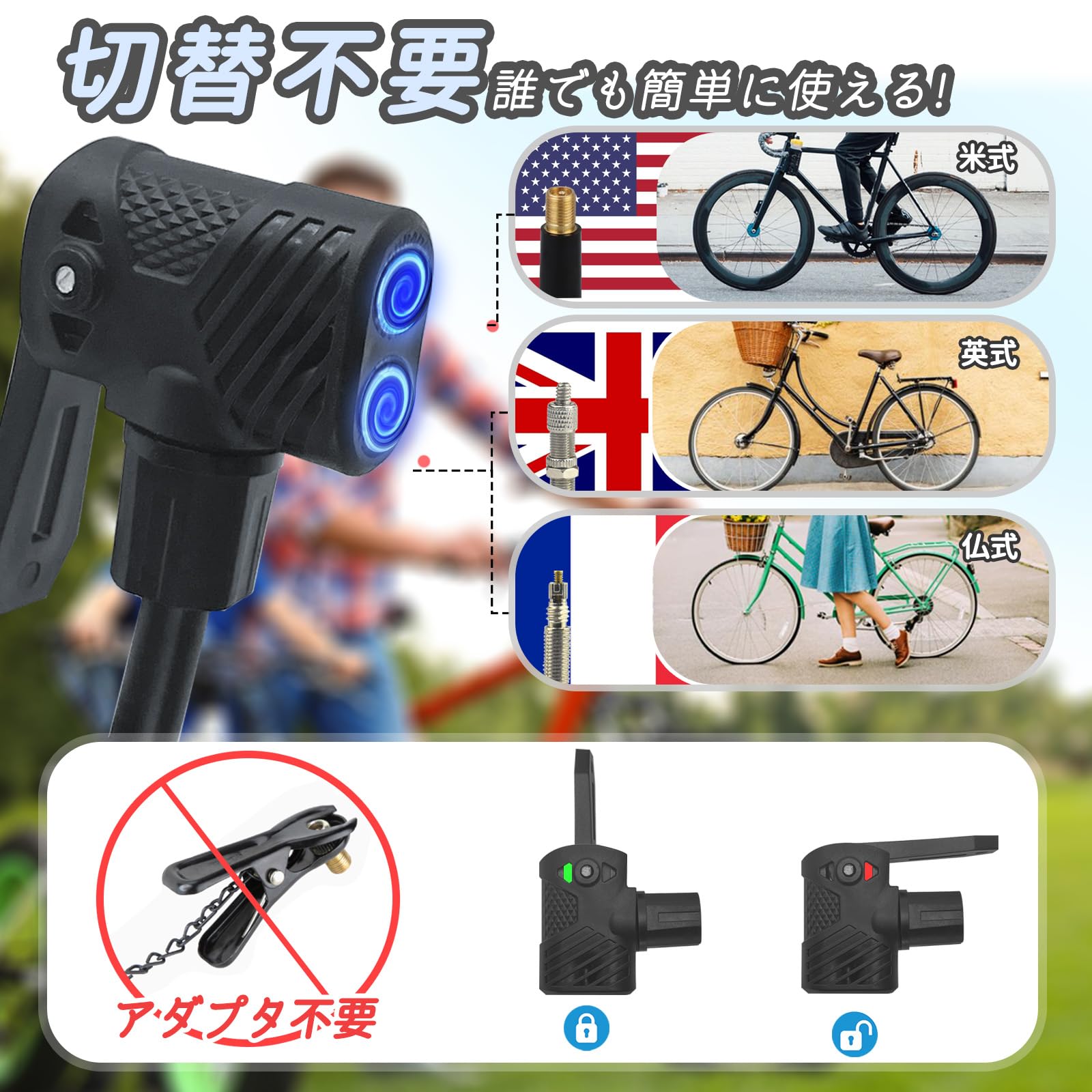 Amazon | Deeli 自転車 空気入れ 合金鋼ボディ 10000回使用しても空気 