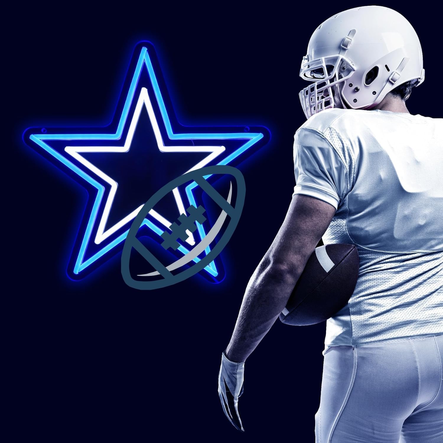 Football Team Neon Sign, Cool Dimmable Light Up Football Team Logo Hanging USB Powered for Wall Decor, Man Cave, Bedroom, Game Room Deco, Birthday Christmas Merch Gift for Boys Fans (Cawbois) - Image 4