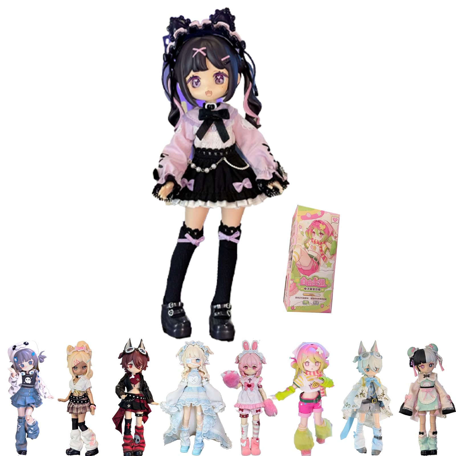 GNATAPIAY 1/12 BJD Dolls Blind Box,Kawaii BJD Dolls Unique Girl Series 1/12 Ball Jointed Doll Collectable Action Figure Posable Dress Up Doll for