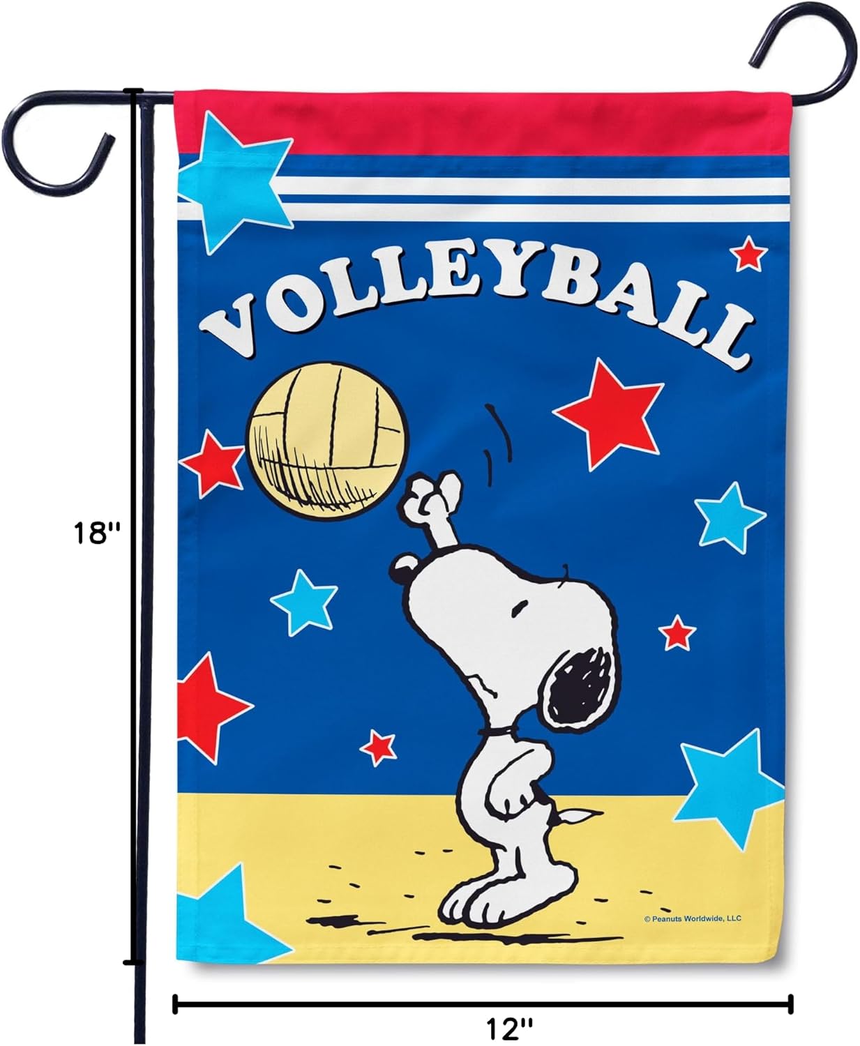 Flagology, PEANUTS® Volleyball Snoopy – Garden Flag 12" x 18", Outdoor Flag, Exclusive Premium Fabric, Officially Licensed PEANUTS®, Summer, Sports