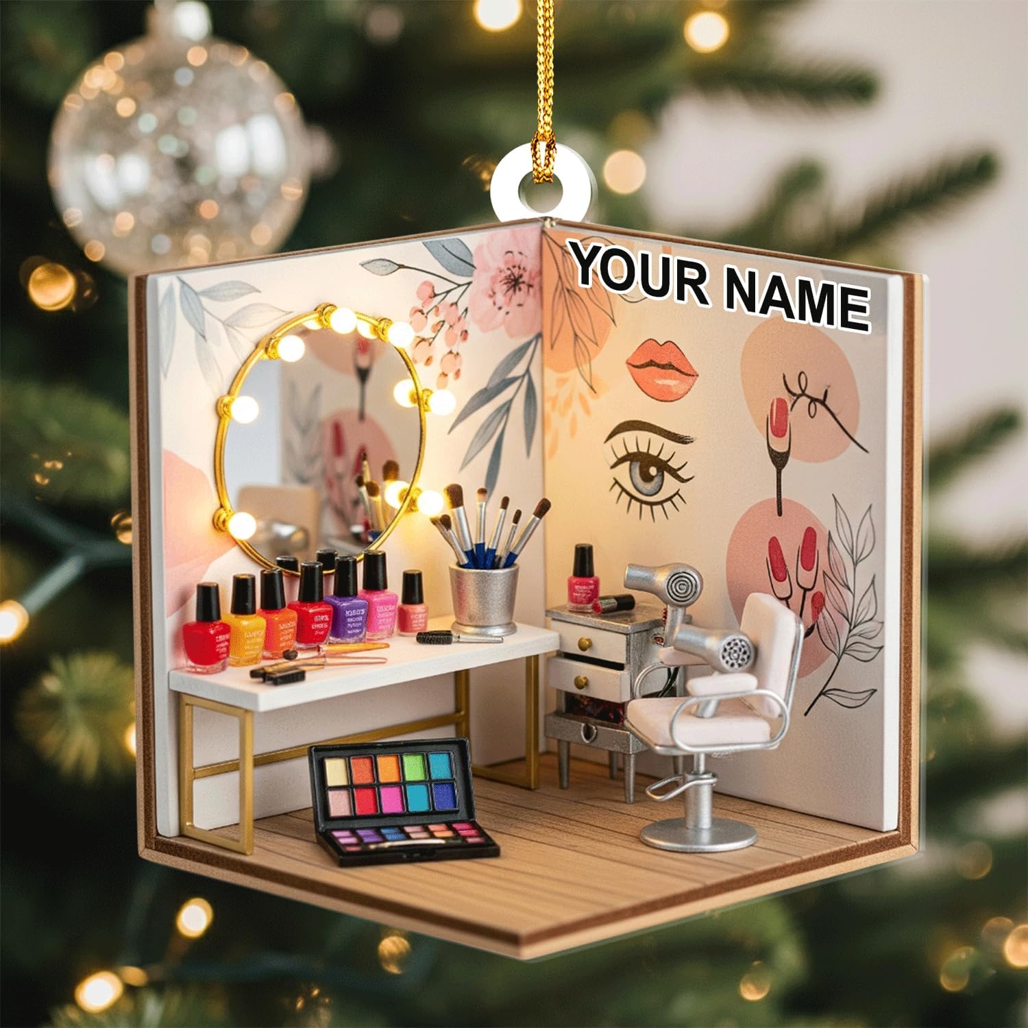 Personalized Makeup Artist Christmas Ornament 2026 Beauty Salon Decor