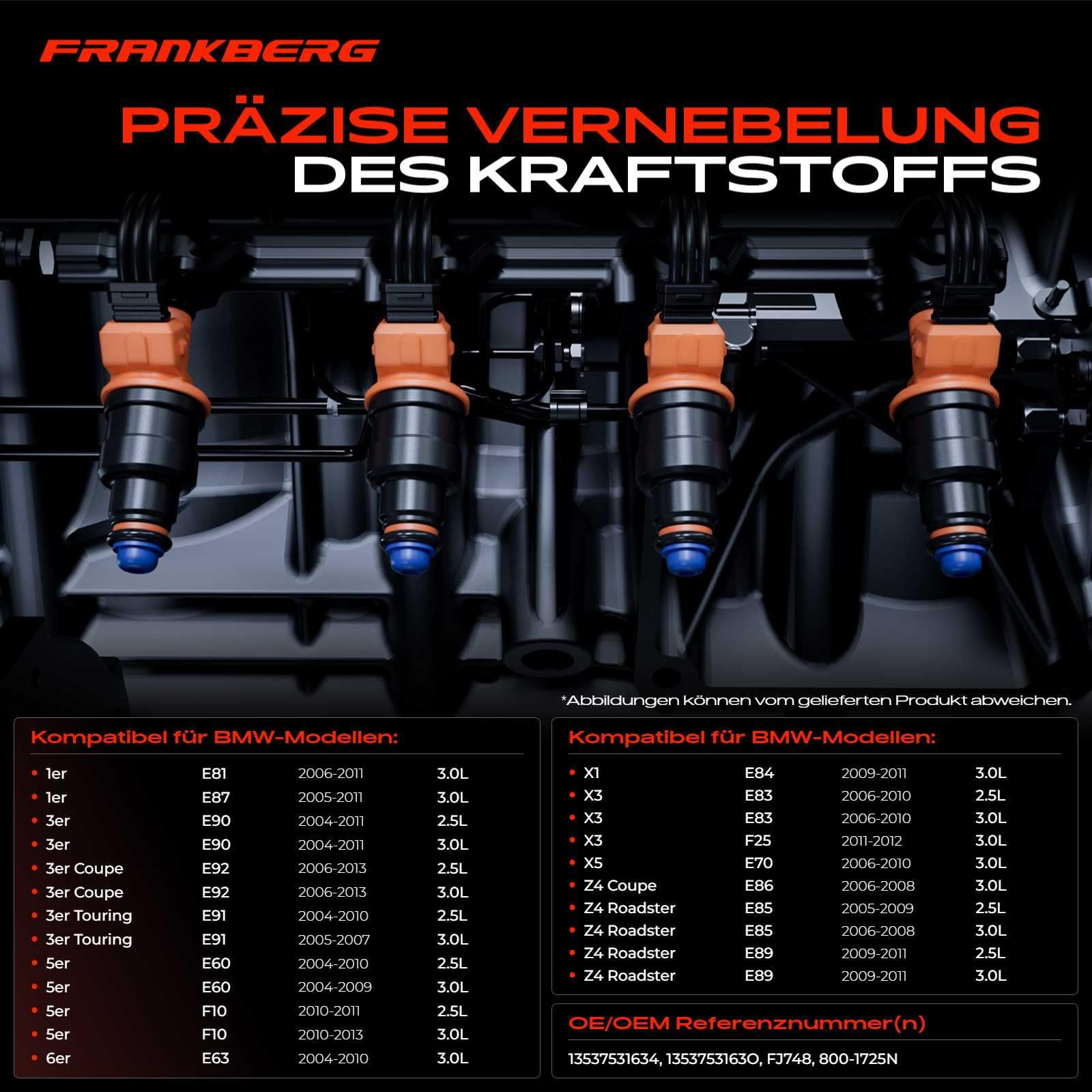 Pièce Injection BMW Kit 6 Soupapes Injection Essence Frankberg - Compatible BMW Série 3 E46 330i, Série 5 E39 530i Soupapes Série 3 E46