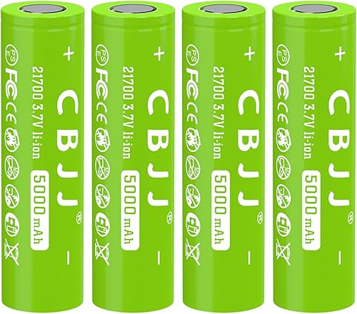 21700 Batería 5000mAh 3.7volt 21700 Batería recargable para linternas, (4pack-03012)