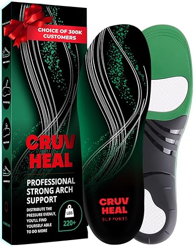 220+libras Plantillas de soporte de arco fuerte para fascitis plantar, para hombres y mujeres, pies planos, plantillas ortopédicas de arco alto para