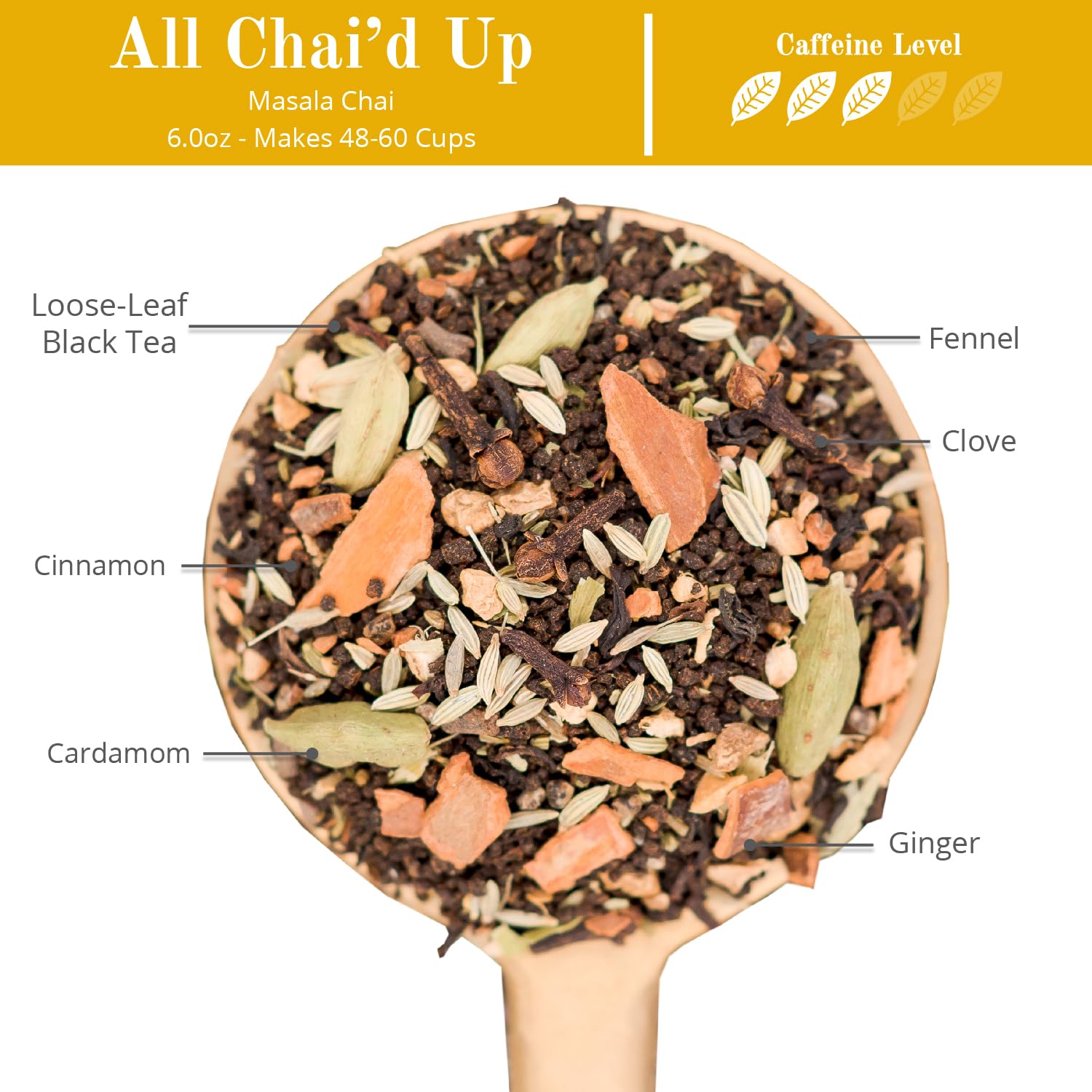 The Chai Box Loose Leaf 100% Organic Black Tea - Featured in Oprah's Favorite Things | Caffeinated Black Tea with Ginger, Cinnamon, Clove, Fennel & Cardamom (Pack of 1) 6 oz | Makes 25 Cups | Small Batch Loose Leaf Tea with Whole, Premium Spices