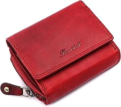 Benthill Small Leather RFID Wallet with Coin Compartment and Note Compartment for Men and Women Mini Wallet Genuine Leather Includes Gift Box, red, coin purse