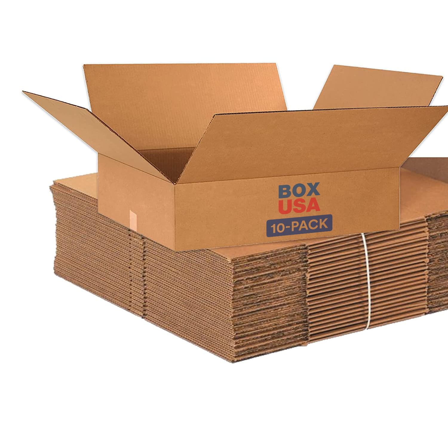BOX USA 24x20x6 Flat Corrugated Boxes, Flat, 24L x 20W x 6H, Pack of 10 | Shipping, Packaging, Moving, Storage Box for Home or Business, Strong Wholesale Bulk Boxes