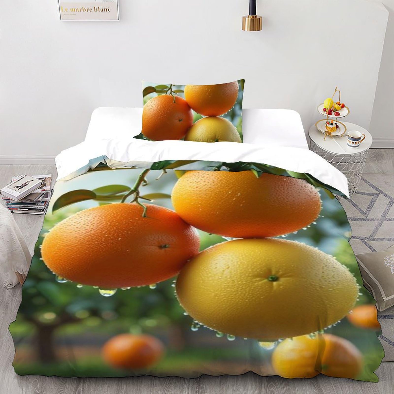Housse de couette microfibre oranges fraîches avec impression 3D haute définition