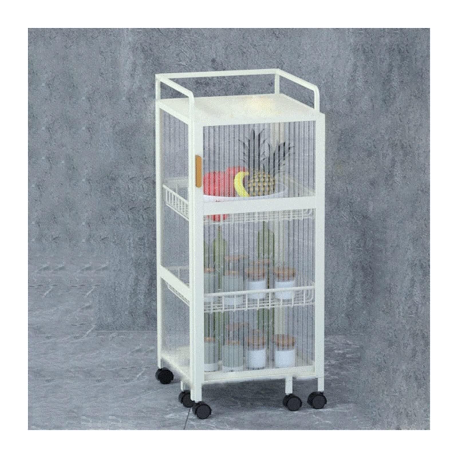 Carrelli Portaoggetti Carrello Portaoggetti da Cucina Girevole Ad Angolo con Porta dell'Armadio, Cestino per Verdure Gratuito, in Acciaio al Carbonio Cucina(White,4 Tier)