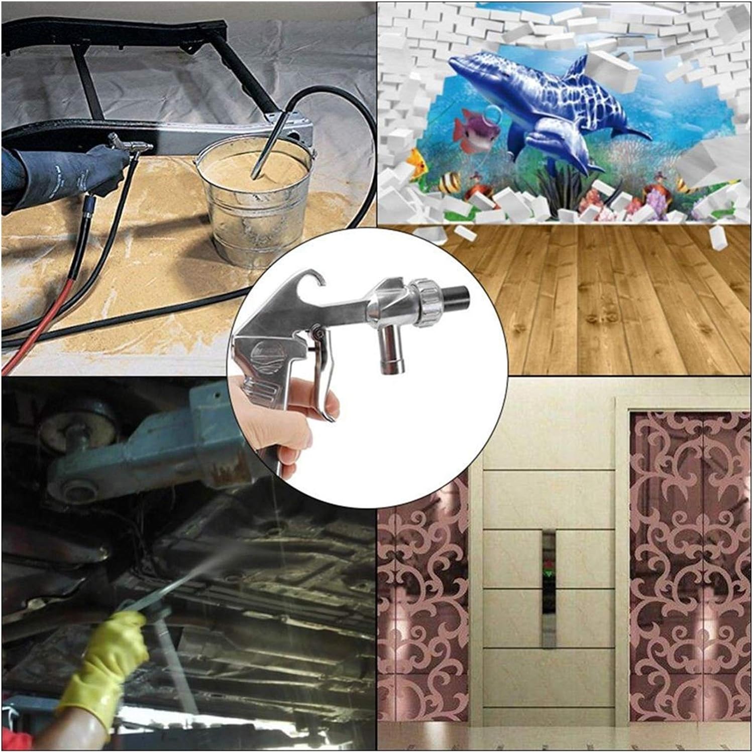 Hvlp Kit de pistola de pulverización de aire Sandblaster Feed Blast Airbrush Air Siphon Sand Blasting Abrasive Airbrush Ceramic Nozzles Tips Kit Power Tools Spray Airbrush ( Color : EU Adapter A )