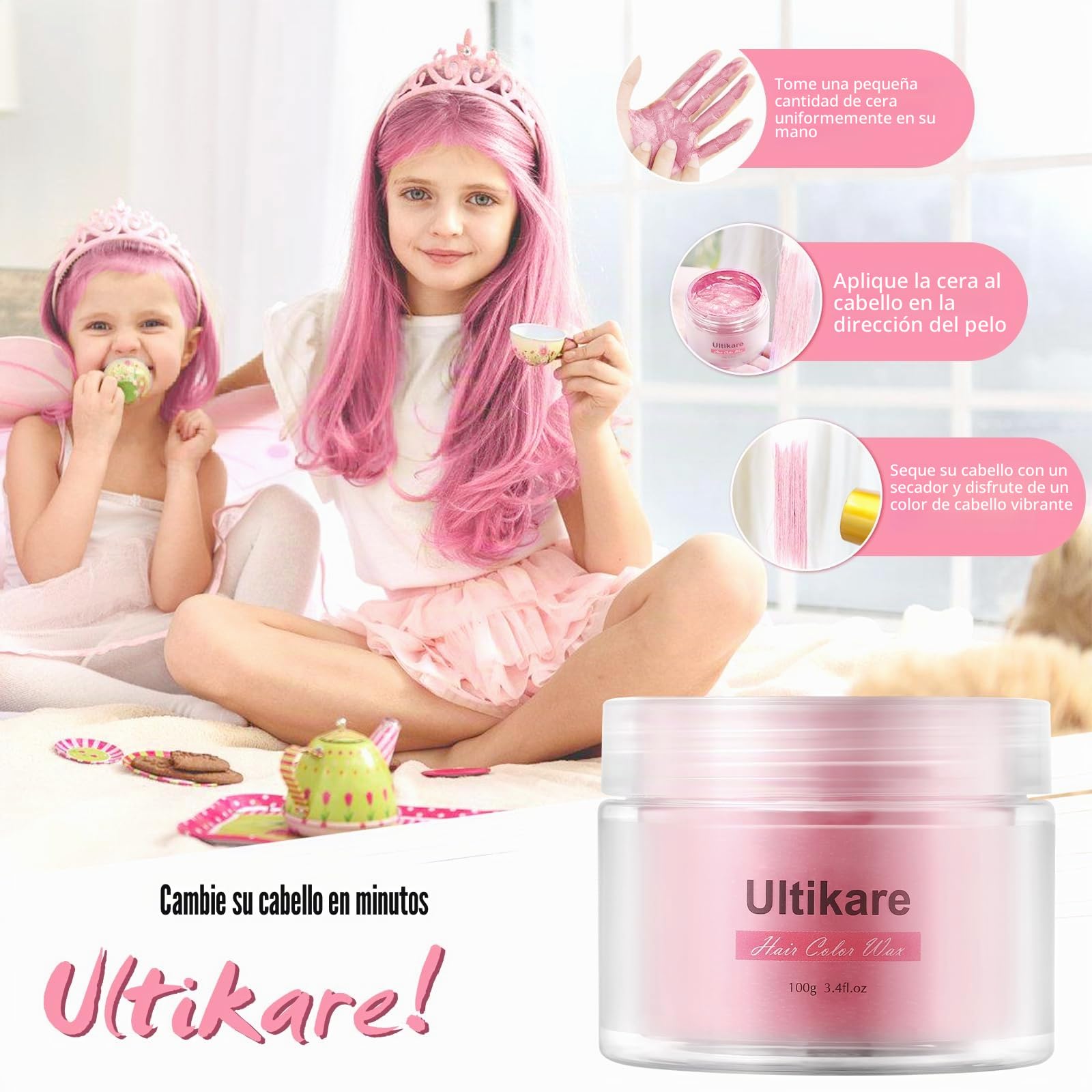 Cera de color para el cabello, cera temporal para el cabello, crema instantánea para el cabello, lavable, pomada de color natural, para hombres y mujeres, para fiestas, cosplay y Halloween