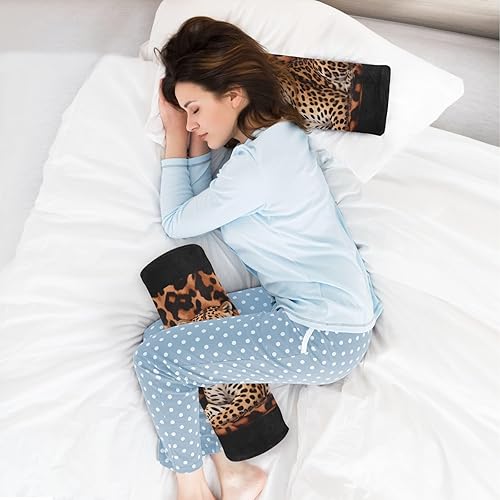 Miniatura 6 de Kigai Almohada cervical para aliviar el dolor de cuello, estampado de leopardo, rollo de cuello almohada de espuma viscoelástica, almohada cervical