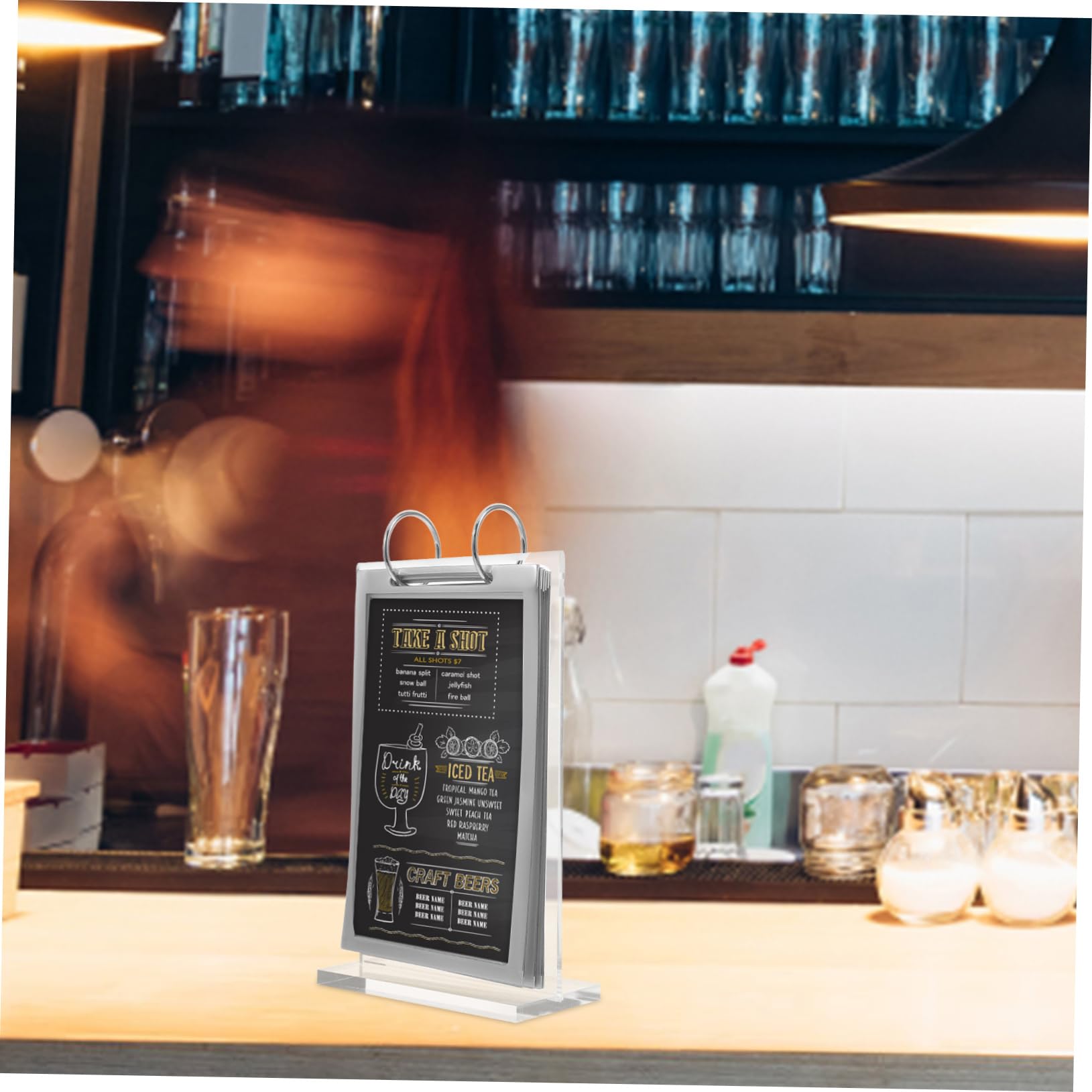 SHINEOFI 4piezas Soporte De Menú Transparente Vertical Con Base Estable Para Restaurantes Exhibidor De Mesas Para y Carteles