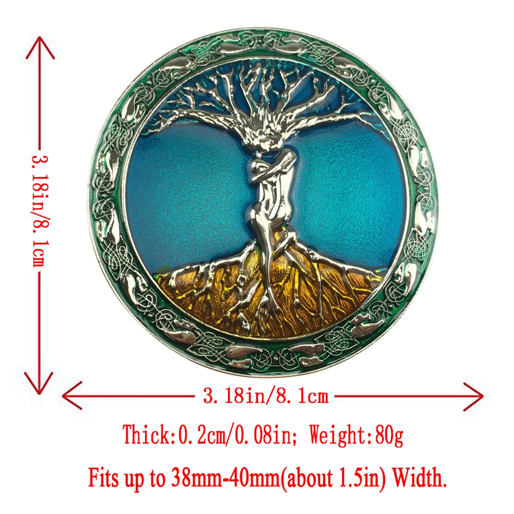 LKMY Mens Belt Buckle, 3D Tree of Life Belt Buckle,Western Cowboy Vintage Lucky Tree Belt Buckle,Jeans for Men Women