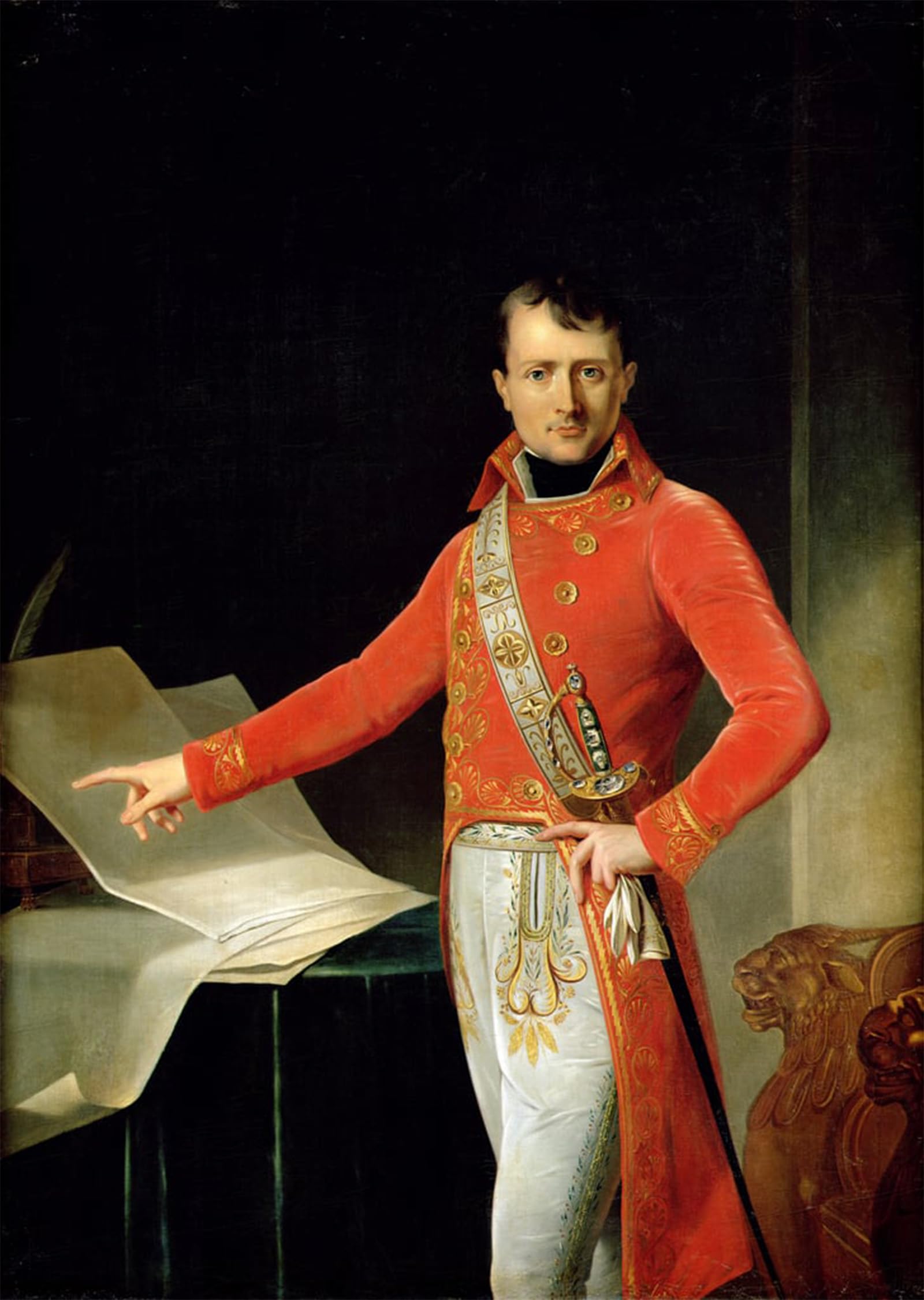ARTXLXXBN Famous Print Painting Colorful Art Print Portrait of Napoleon I by Anne Louis Girodet De Roucy Trioson Canvas Art Decorations for Home Decor 60x90cm