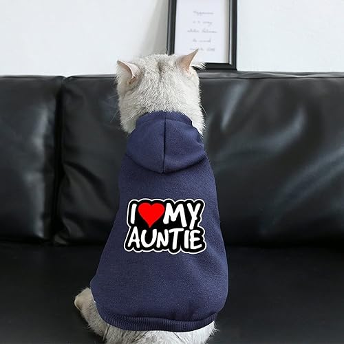 Miniatura 3 de Sudadera con capucha para perro con texto en inglés "I Love My Auntie" con gorro, ropa gráfica para perro, gato, lindo disfraz de invierno para