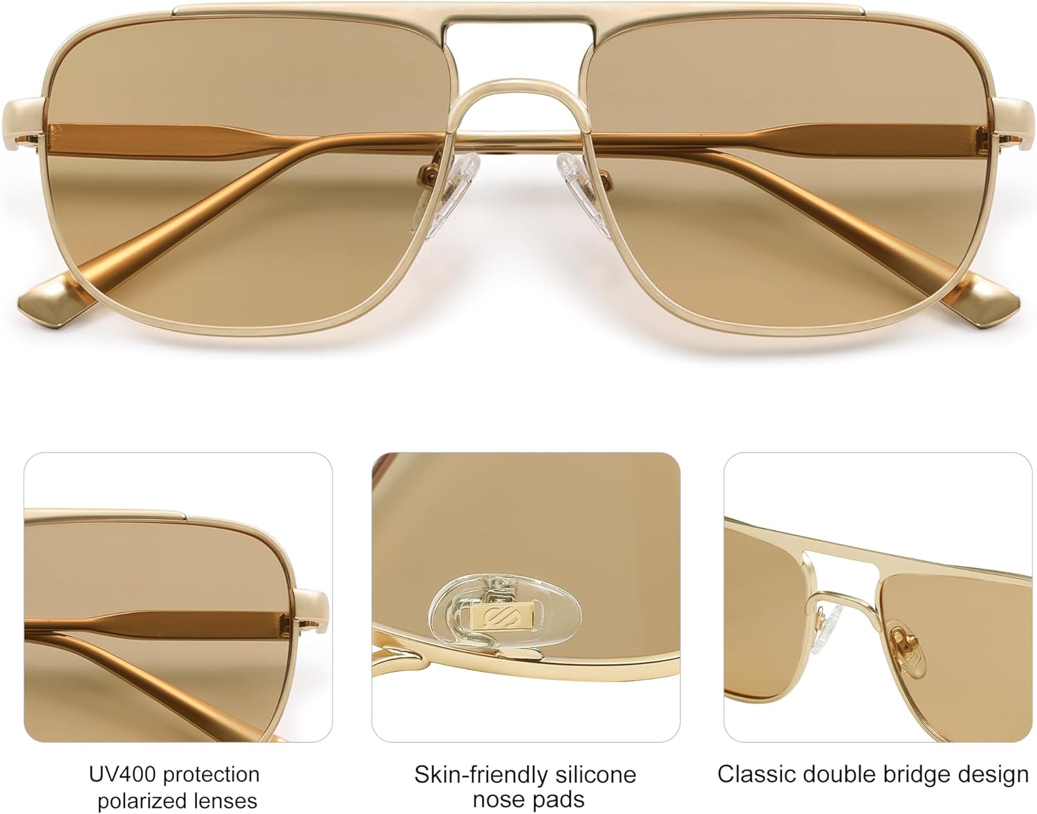 SOJOS Retro Square Aviator Polarized Sunglasses Women Men Vintage Shades Womens Mens Sun Glasses SJ1234 - Image 4