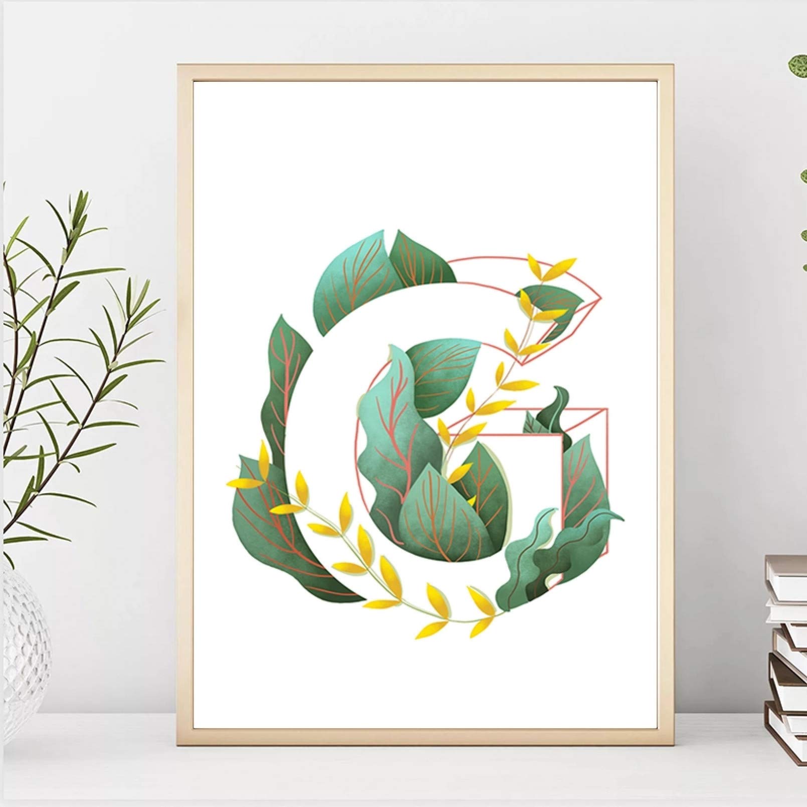 GUDOJK Canvas Painting Wall Picture Scandinavia Nordic Poster Plant Wall Art Canvas Dingning Room Living Room Decor Posters and Porints Home Decor Picture-40x60cm