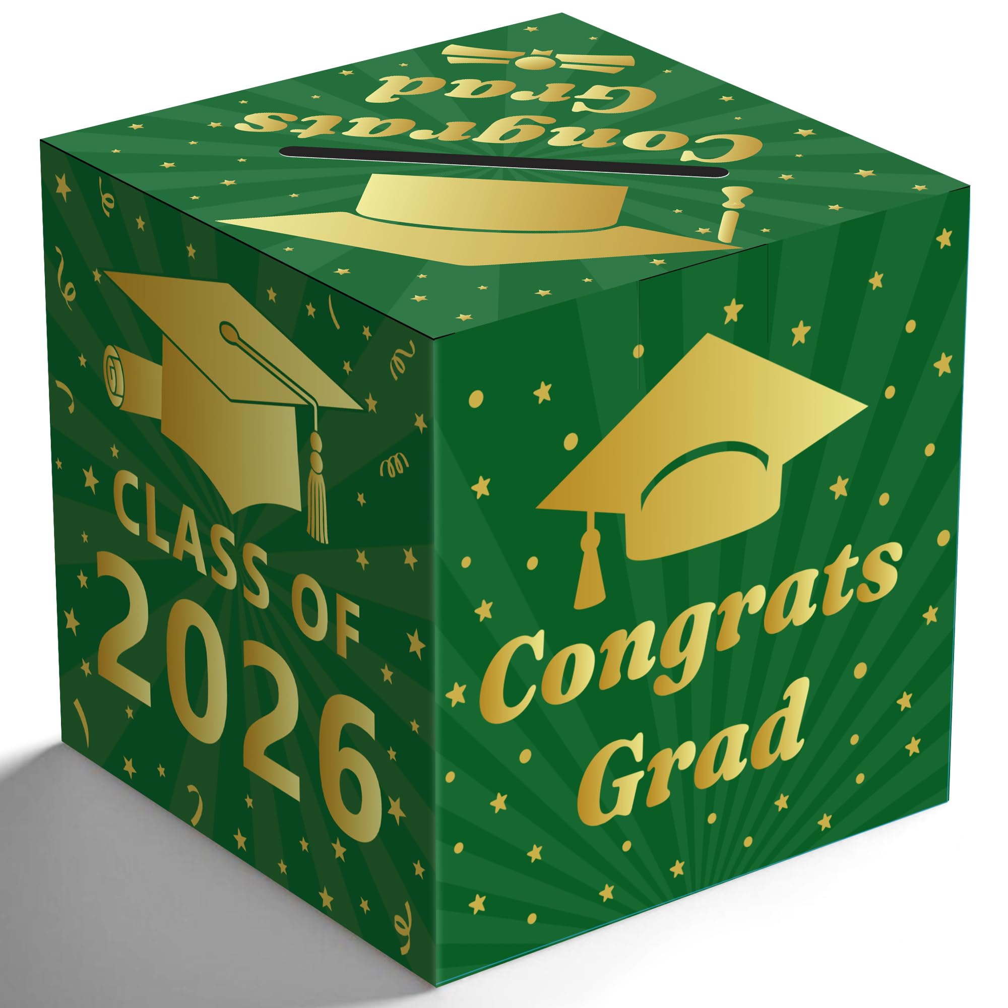 OHOME 2026 Graduation Decorations - Green Gold Graduation Card Box for Graduation Decorations Class of 2026 2027 - Graduation Party Decorations Decor Supplies Favors,Graduation Centerpieces 2026