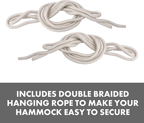 Miniatura 5 de Bliss Hammocks BH-400WFRCA Hamaca de poliéster trenzada a mano en una bolsa con franja decorativa, marrón natural