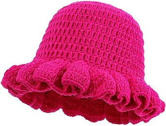 Crochet Bucket Hat Women Trendy Knit Floppy Cap Cute Boho Handmade Beanies Outdoor Boho Travel Fishing Hat