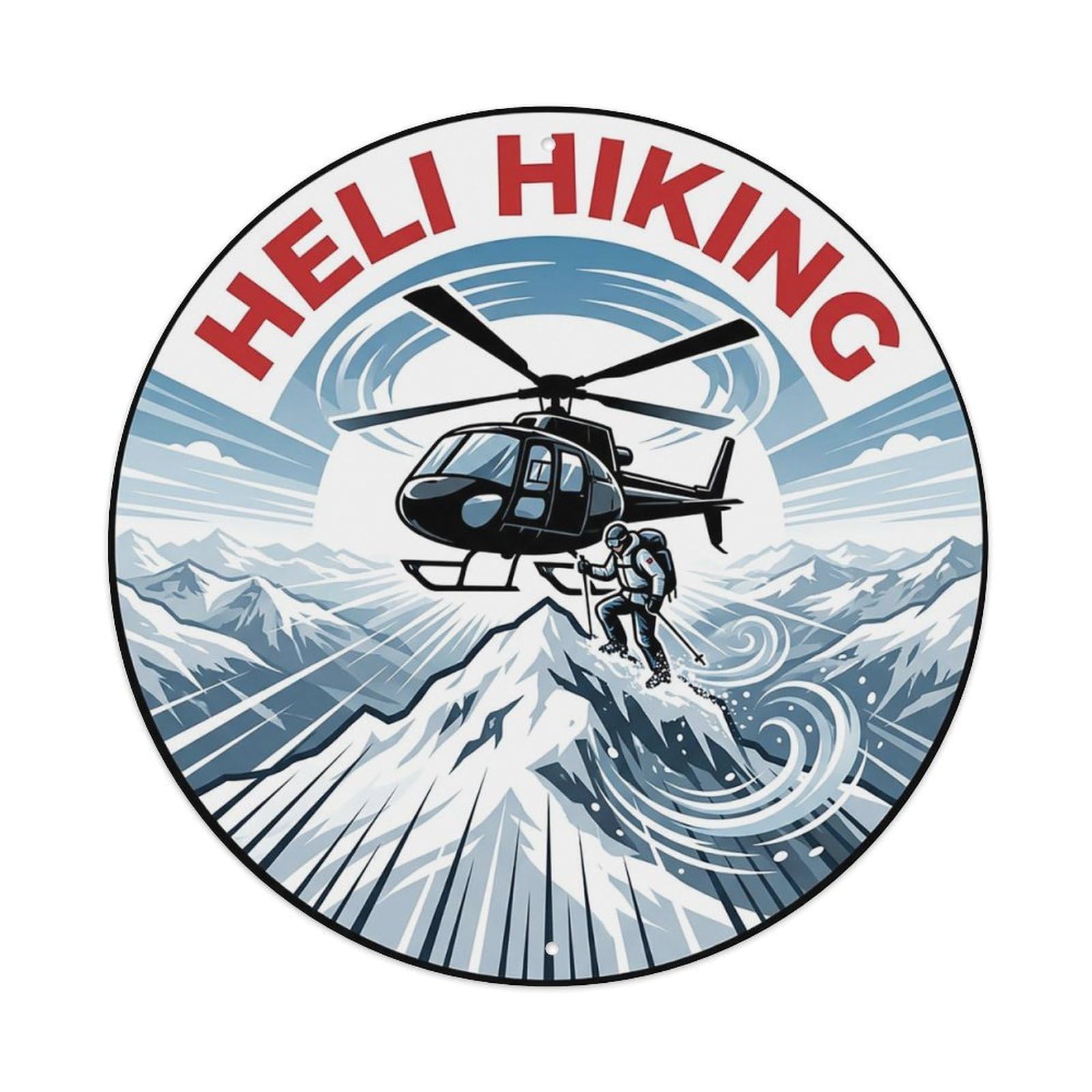 Vintage Heli Hiking Extreme Sports Vintage Metal Tin Sign Plaque Wall Decor for Cafe, Club Bar, Office, Garden Metal Poster 8x8Inch