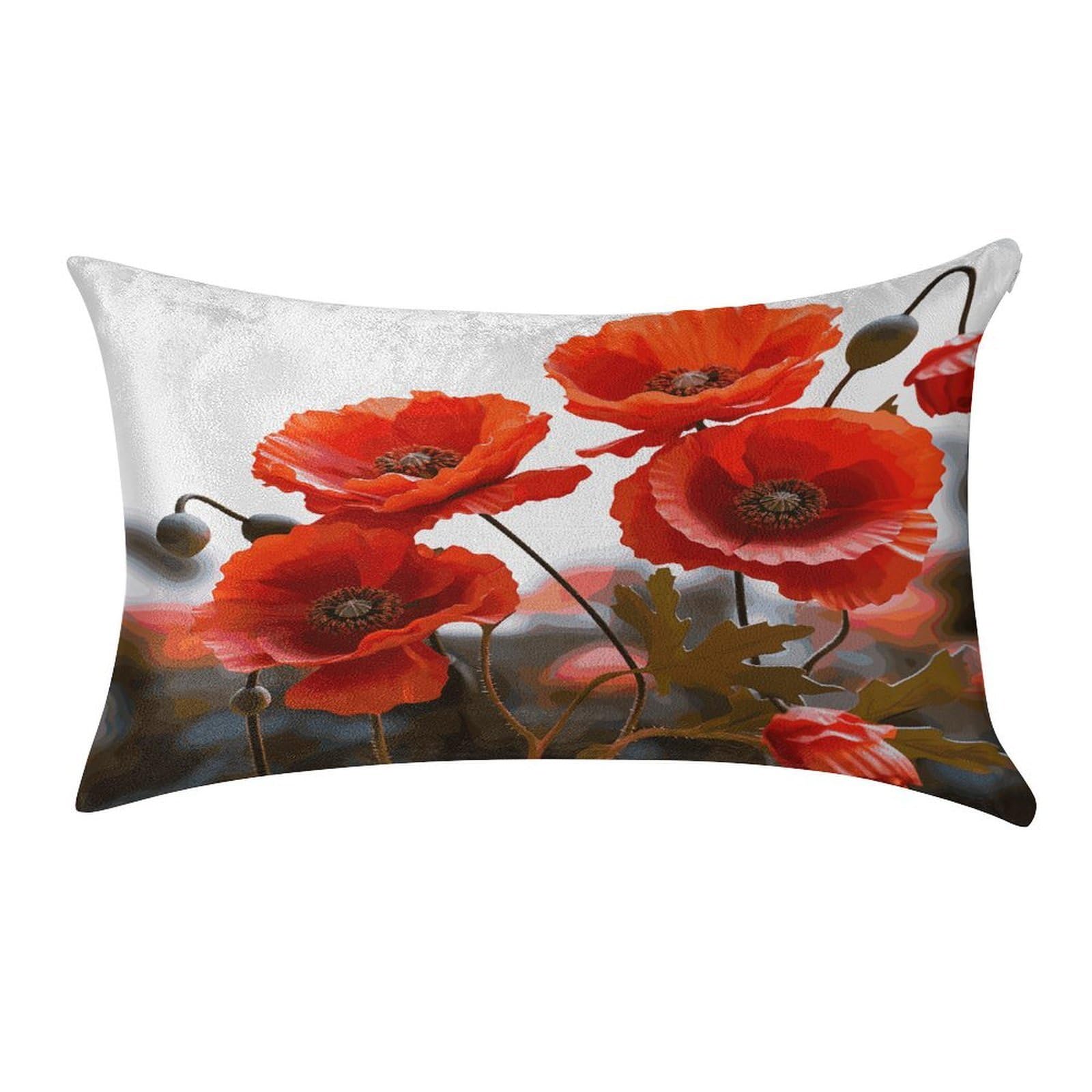 MUSM Poppy Flowers Vivid Petals Pillow Case 12"X20" Luxury Velvet Throw Pillow Cover Fade Resistant Cozy Soft Pillowcases Pillow Protector Pillow Shams Lumbar Pillow Shells for Home&Gifts