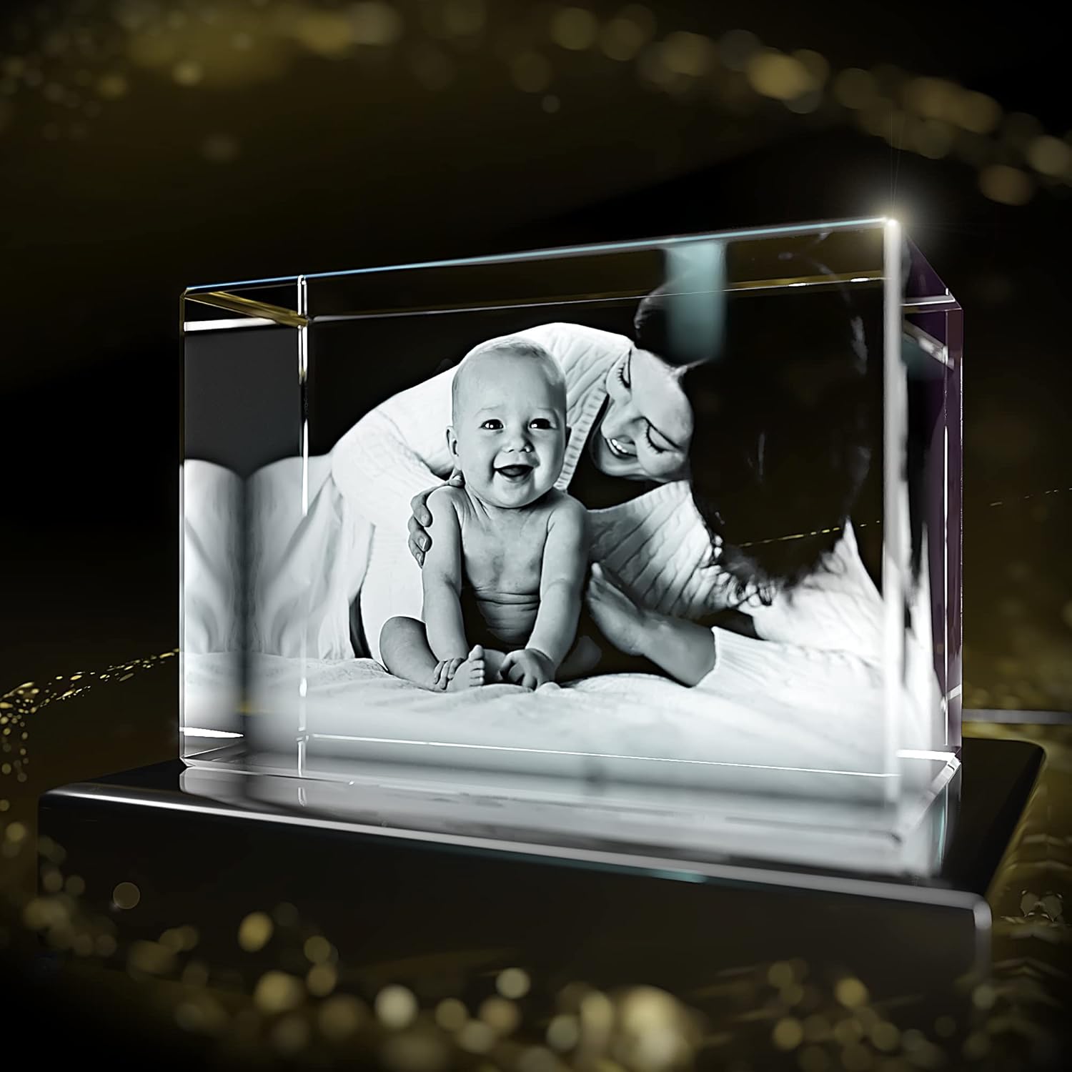 STRONGUS 3D Crystal Photo Gift – Personalized Custom Engraved Picture in Crystal – Unique Keepsake for Couples, Mom, Dad, Her, Him – Anniversary, Birthday, Spring Gift – Made in USA