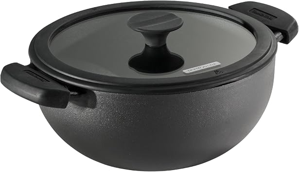 Tramontina Utsava Pre-Seasoned Cast Iron 3.9-Quart Kadai with Lid | Kadhai Pot for Indian Cooking