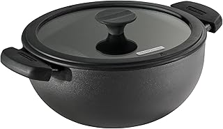 Utsava 3.9-Quart Pre-Seasoned Cast Iron Kadai with Lid, Kadhai Pot for Indian Cooking