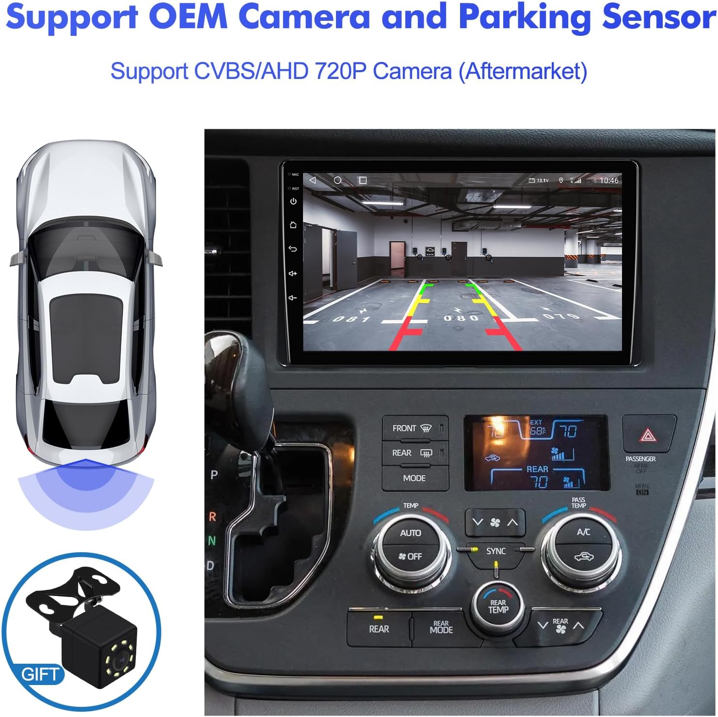 2+32G Android 12 Double Din Car Stereo for Toyota Sienna 2015-2018 with 9 Inch Touchscreen Radio Built-in Wireless Carplay/Android Auto/GPS/Bluetooth/FM/AUX-in/Steering Wheel Controls/Backup Camera