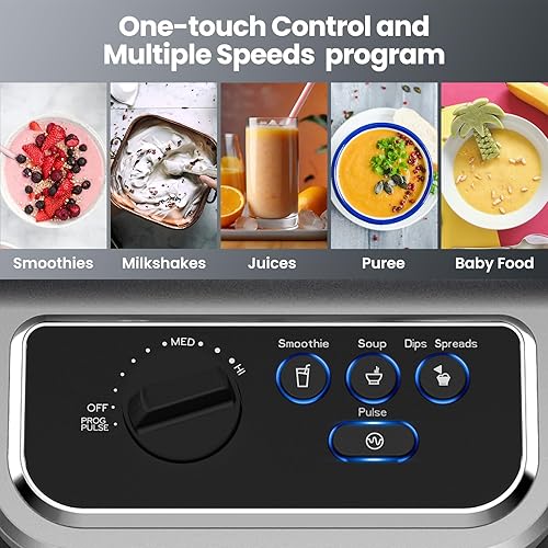 Miniatura 2 de iCucina Licuadora de 1500 W para cocina con programas de mezcla preestablecidos, licuadora de grado profesional resistente de 64 onzas para batidos,
