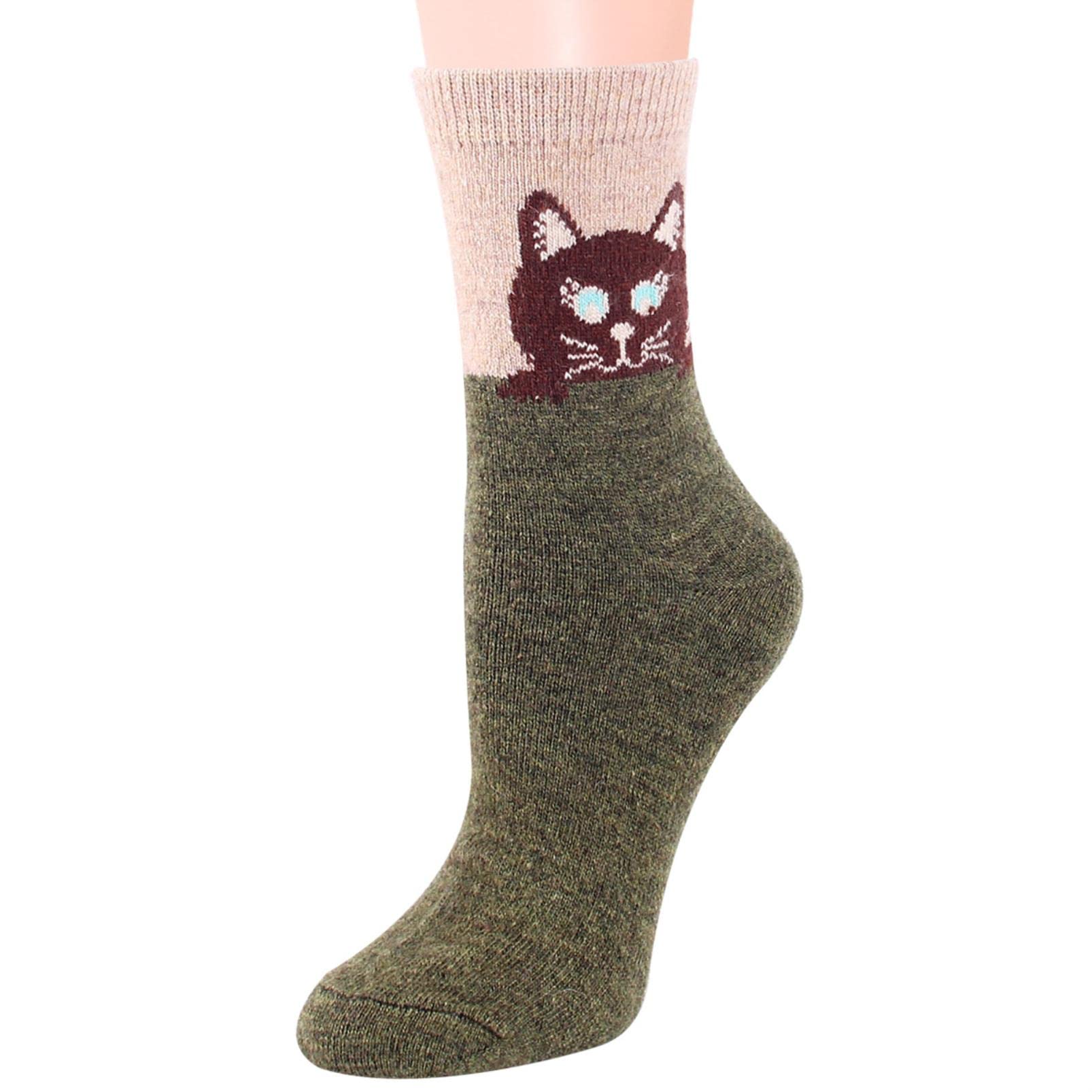 Calzini 12 Paia di Calze da Donna Invernale, Calzini retrò per Gatti Calzini Caldi, Fitti E Comodi Calzini Casual Casuali A Maglia