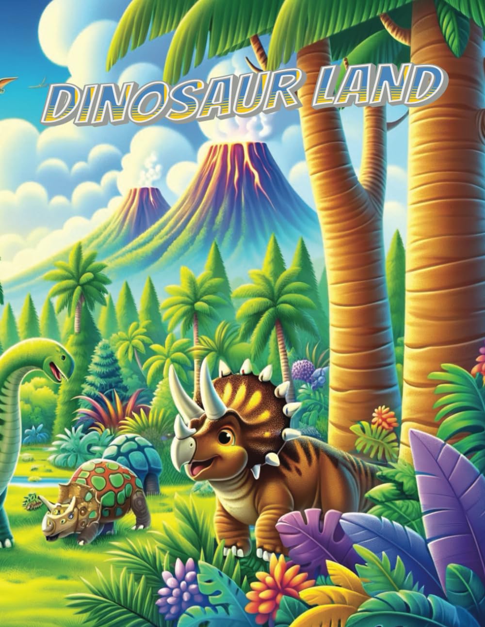 Dinosaur Land, a Jurassic Adventure Coloring Book: Coloring Book for Kids, 55 Pages of Amazing Coloring Fun