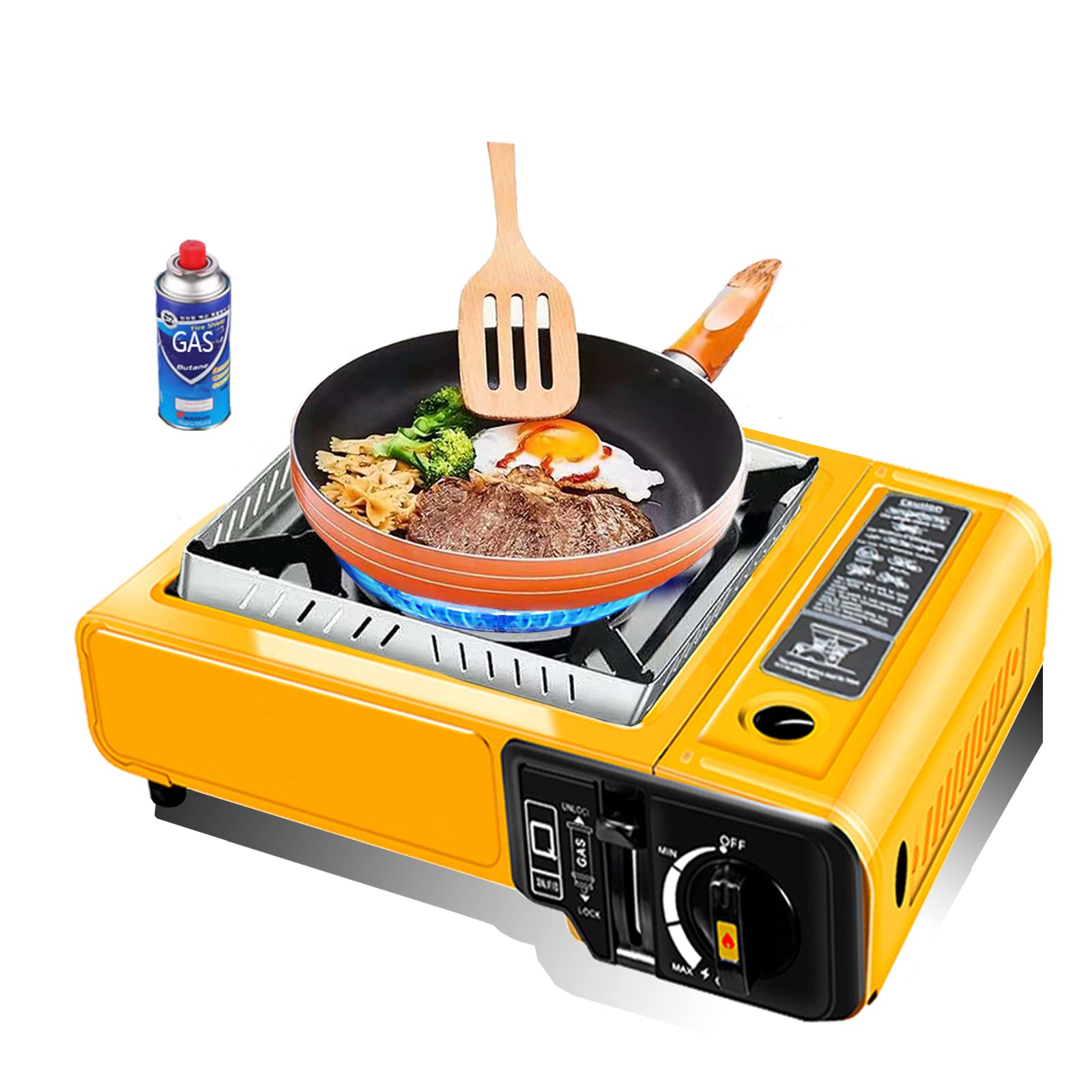 Auchq New Butane Camping Stove, Dual Windproof Portable Gas Stove,10000 BTU, Portable Backpacking Gas Stove ,Single Burner Great with Carrying Case for Camping,Travel,Fishing,Family Emergency