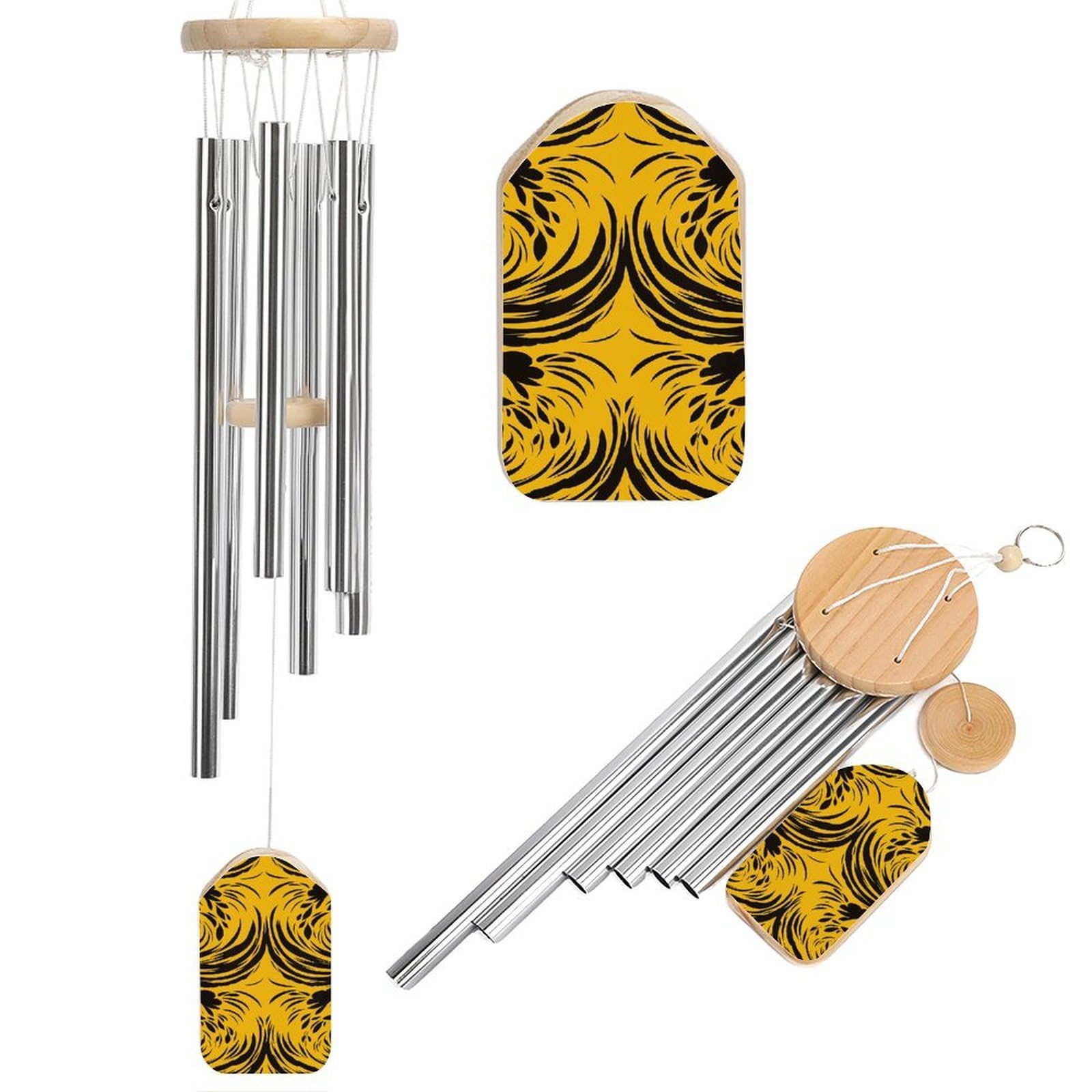 Carillon à vent commémoratif 52 cm jaune et noir pour deuil