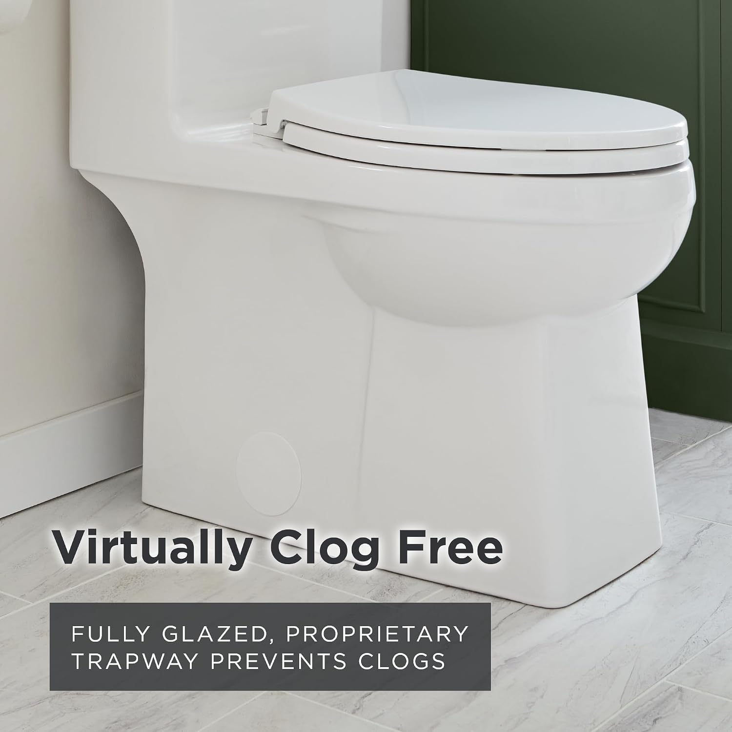 Gerber Sedria Fully Skirted One-Piece Toilet with QuietClean Flush, 12-in Rough-In, ADA-Compliant Chair Height, High Efficiency 1.28 GPF, Soft-Close Seat and Wax Ring Included, White, GRS48260E