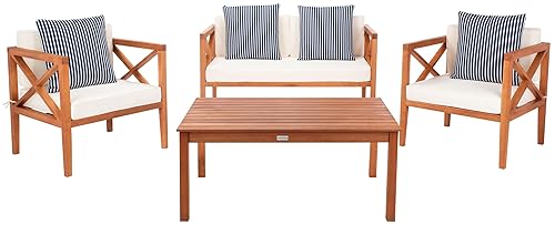 Outdoor Nunzio Natural and Beige 4-Piece Patio Set (Pillows Included)