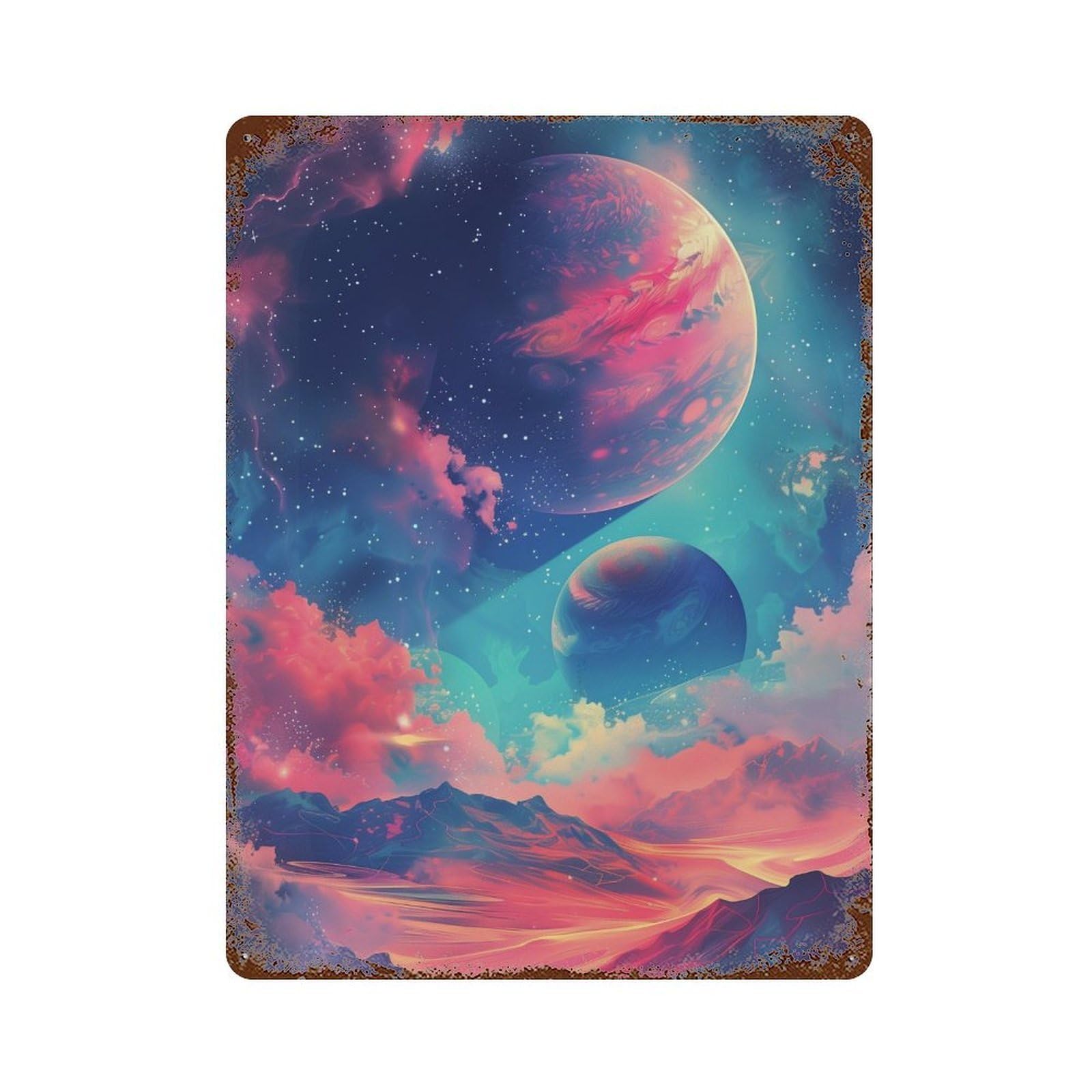 Galactic Dreamscape -1 Retro Metal Sign 15.7"x11.8", Vintage Wall Decor for Office, Studio And Wall Decor