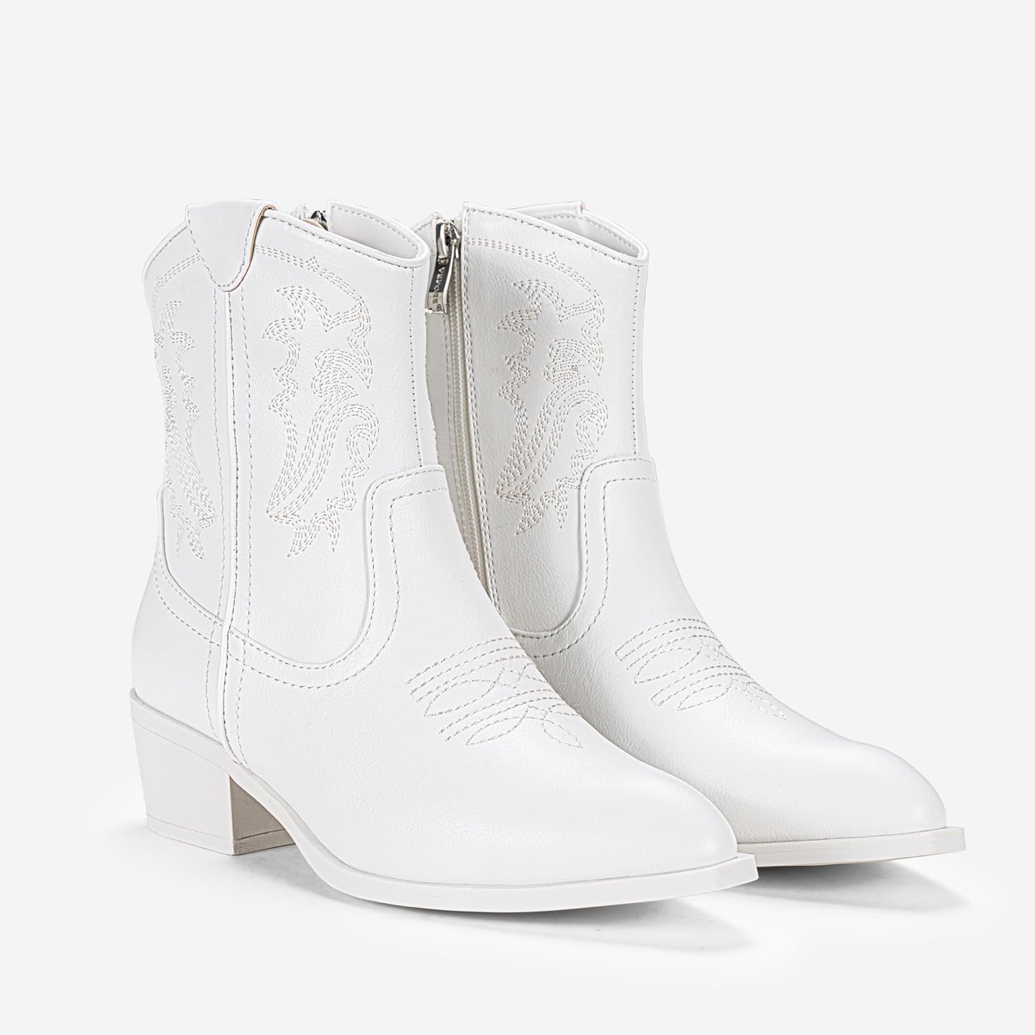 Vepose Women's 9816 Cowboy Boots Ankle Western Short Cowgirl Embroidered Round Toe Low Heel Booties with Side Zipper - Image 4