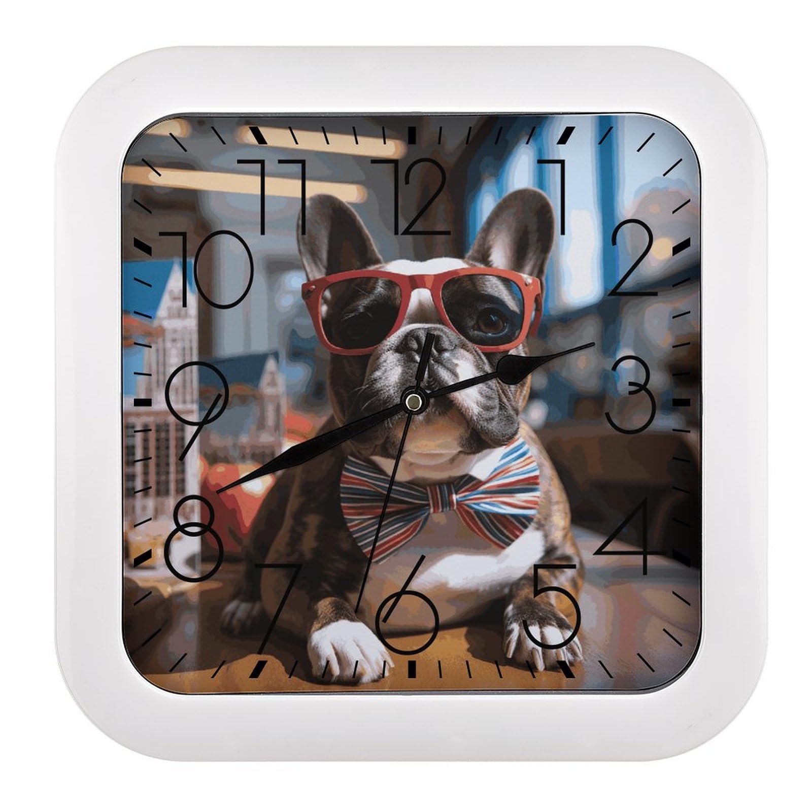 Horloge murale carrée pour chambre d'enfant sans bruit de tic-tac