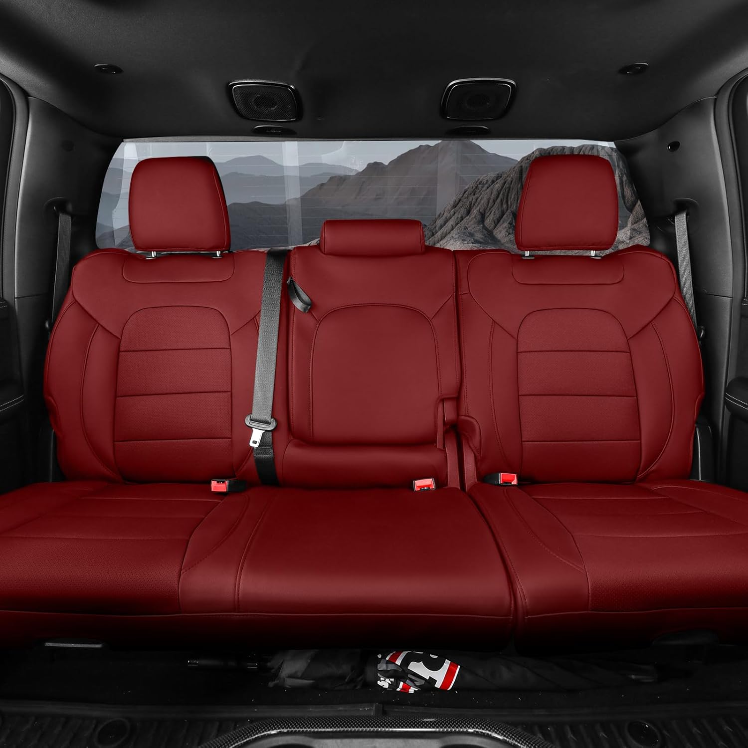 coverdream RAM Seat Covers Full Set for 2012-2026 Ram 2500/3500 CrewCab Bighorn Pickup Seat Cover,Fully Covered,Waterproof,Luxury Truck Leather Seat Protector(Wine Red)