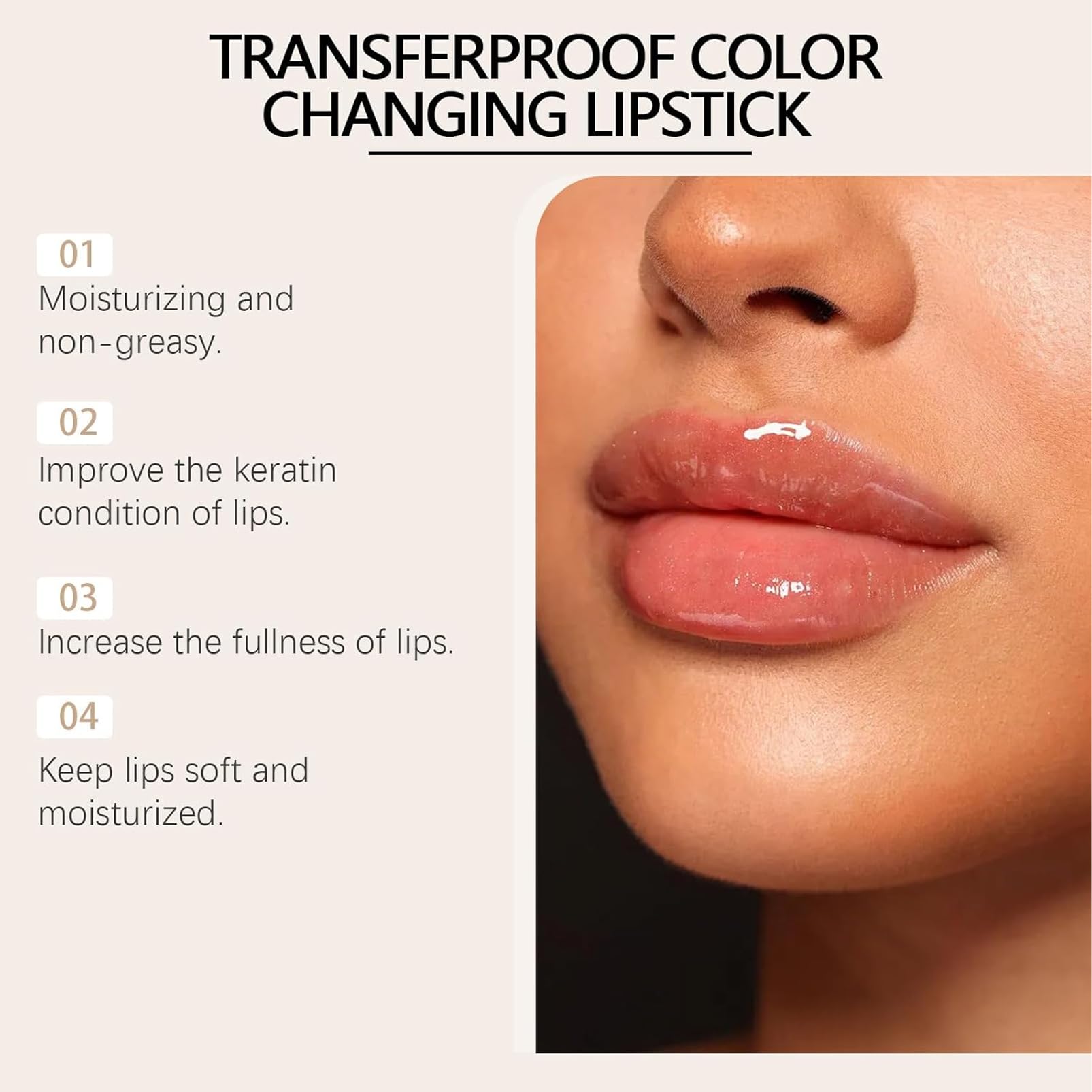 Lipstick Color Changing for Personalized Color,Gold Foil Crystal Ph Lipstick Moisturizing Hydrating High Pigted Smooth Texture Makeup Gift - Image 2