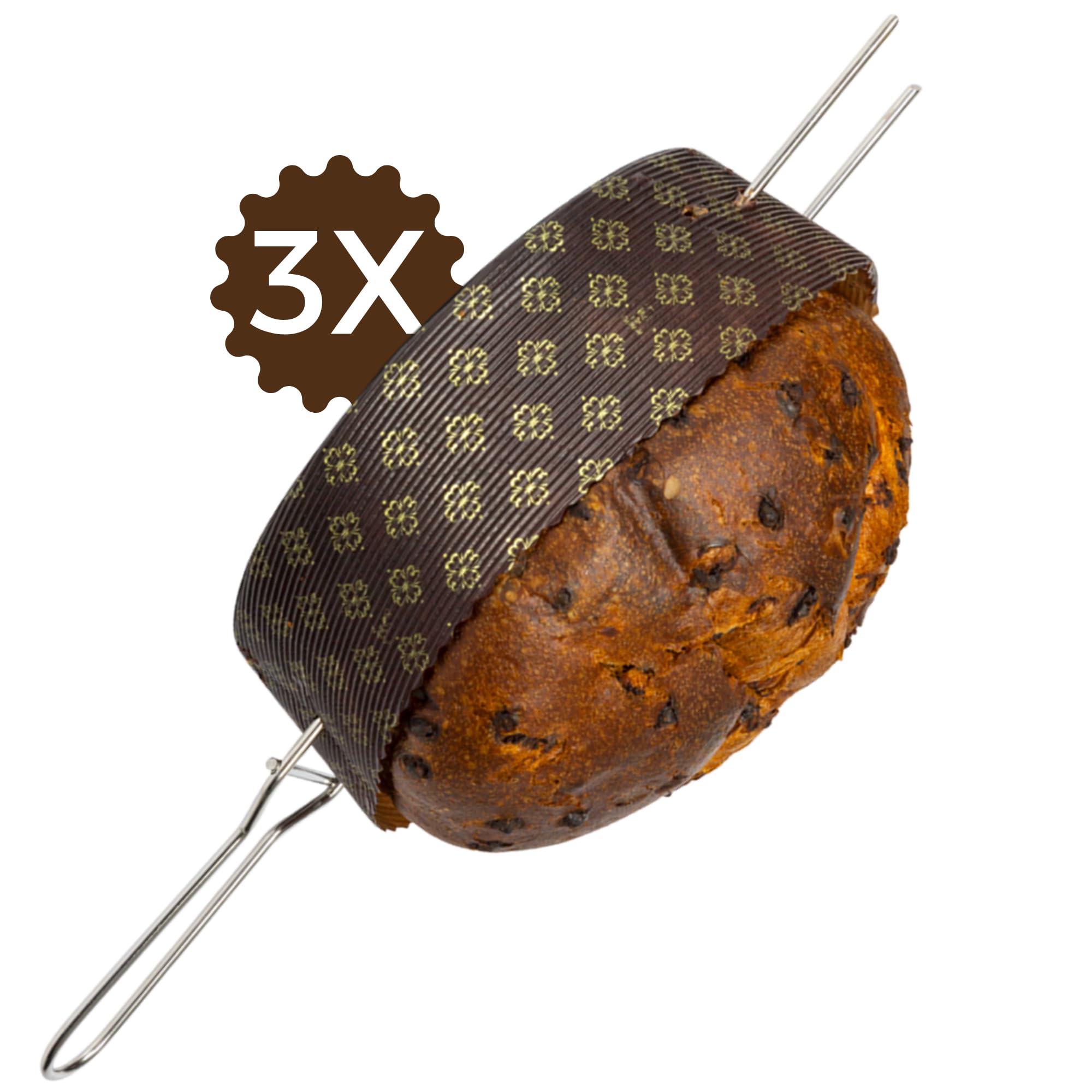 FAH - Spillone per Colomba, Set 3 Spilloni per Colomba e Altri Lievitati Fino a 1 kg (Lunghezza 40 cm), Robusto in Acciaio Inox, Facile da Usare, Forchetta per Panettone e Colomba